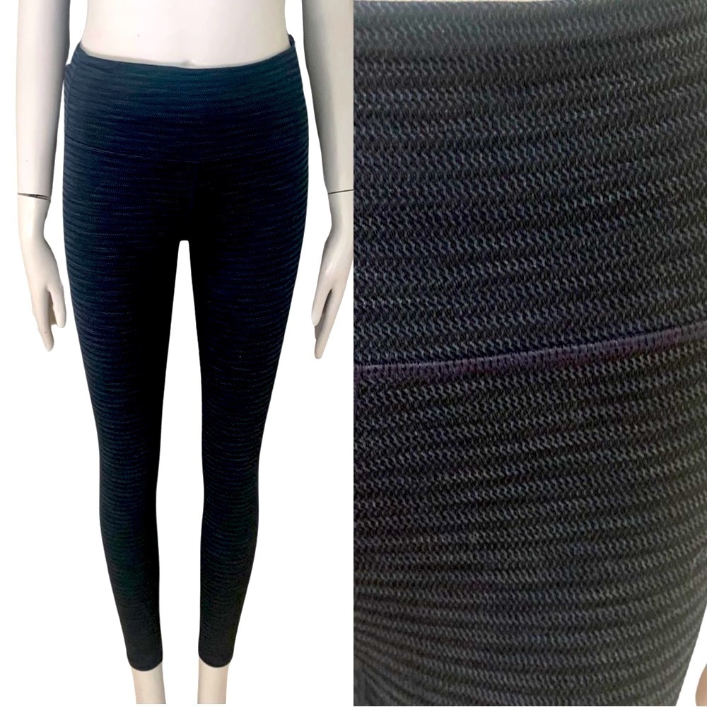 ATHLETA Athletic Tights Leggings Textured Herringbone Pattern Blue - Picture 1 of 16